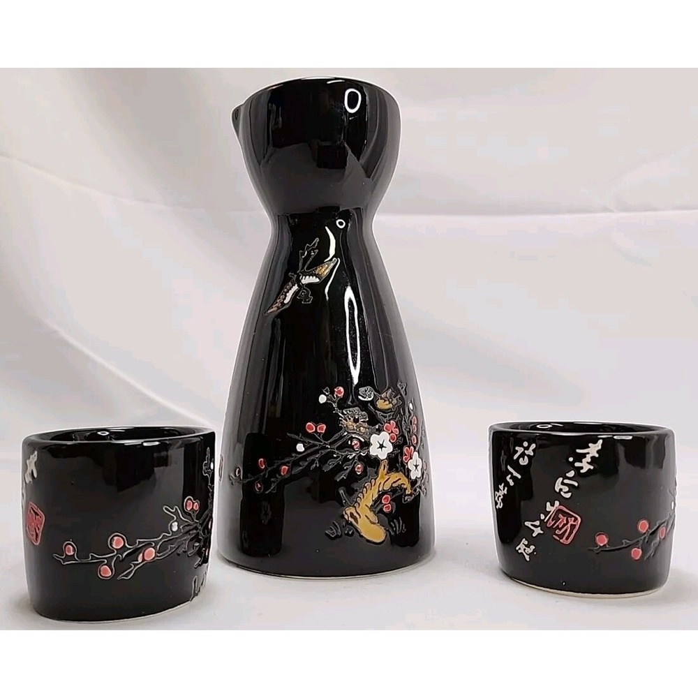 World Market 3 Piece Cherry‎ Blossom Sake Set ~ EXCELLENT CONDITION!